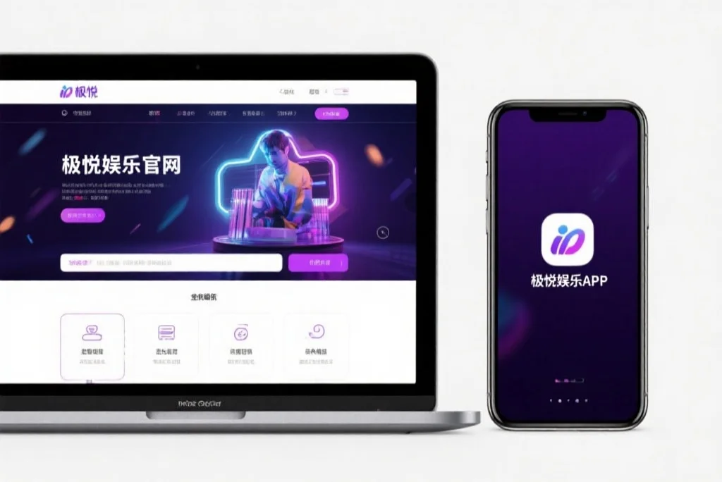 一台笔记本电脑屏幕上显示着天富娱乐官网的界面，旁边是一部手机显示着天富娱乐APP，两者并列对比